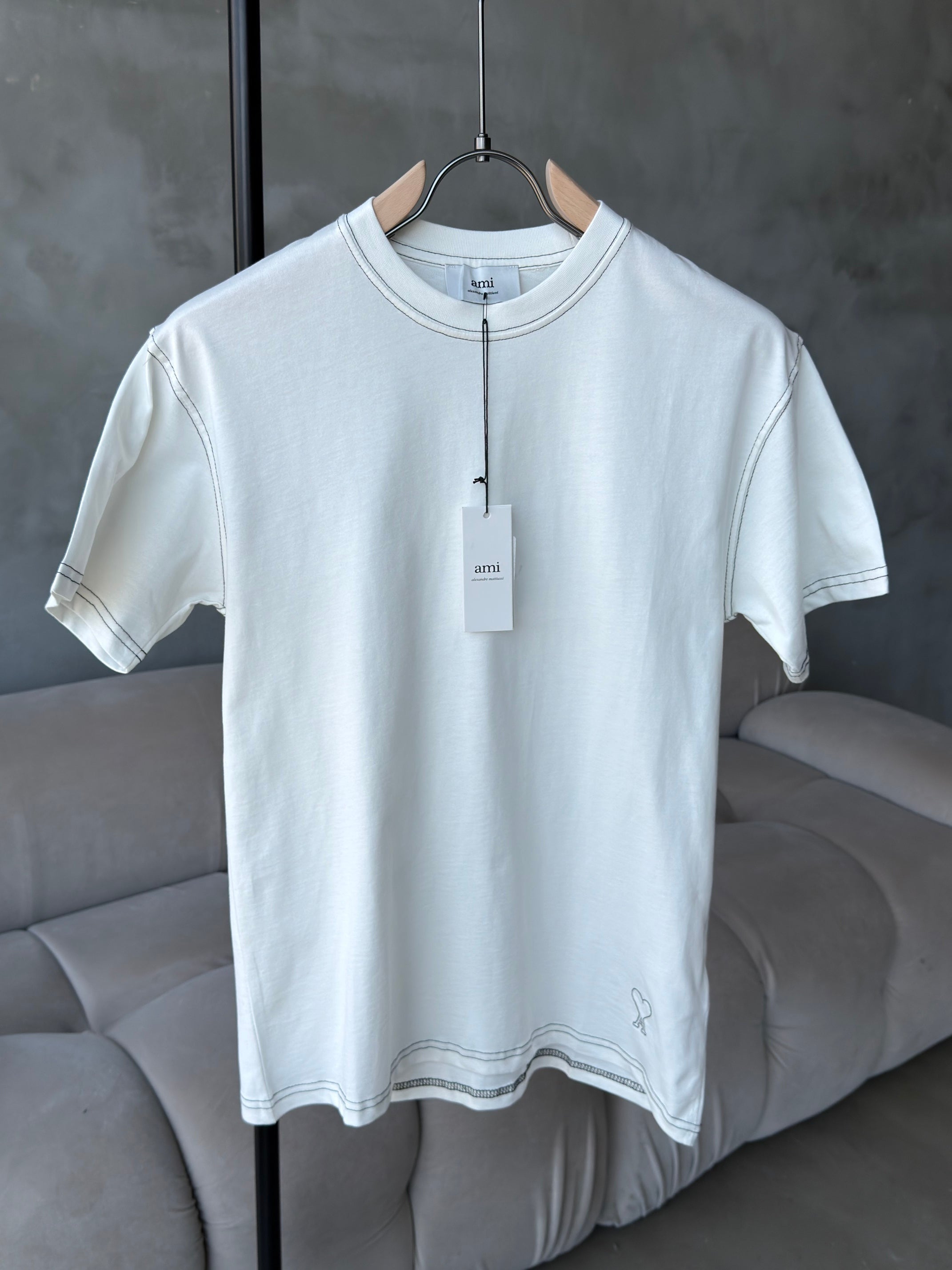 Amiri Dikiş Detaylı Beyaz Tshirt (premium)