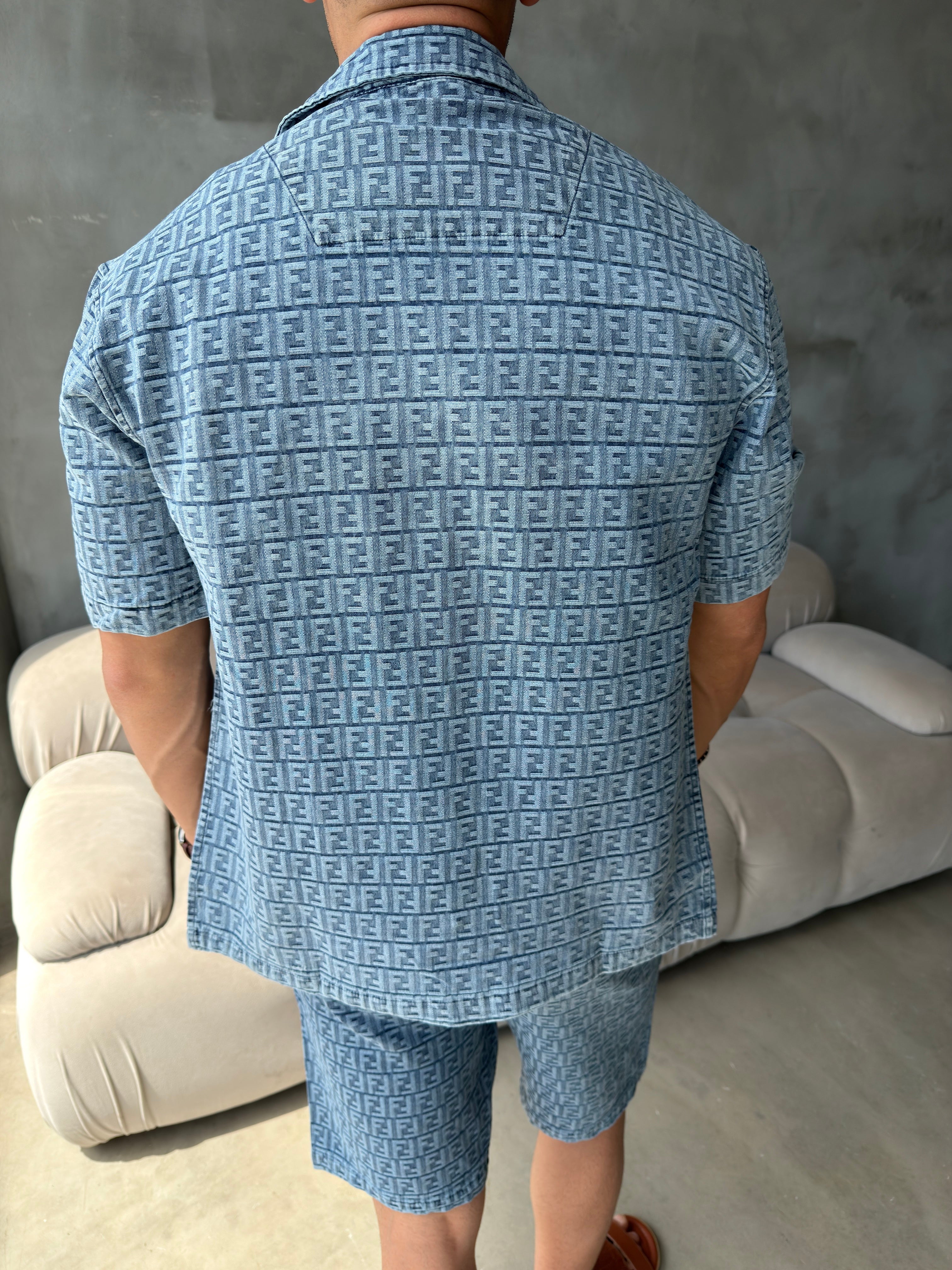 Fendi Buz Mavisi  Premium Denim Takım