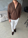 Loro Piana Aci Kahve Premium Keten Takım
