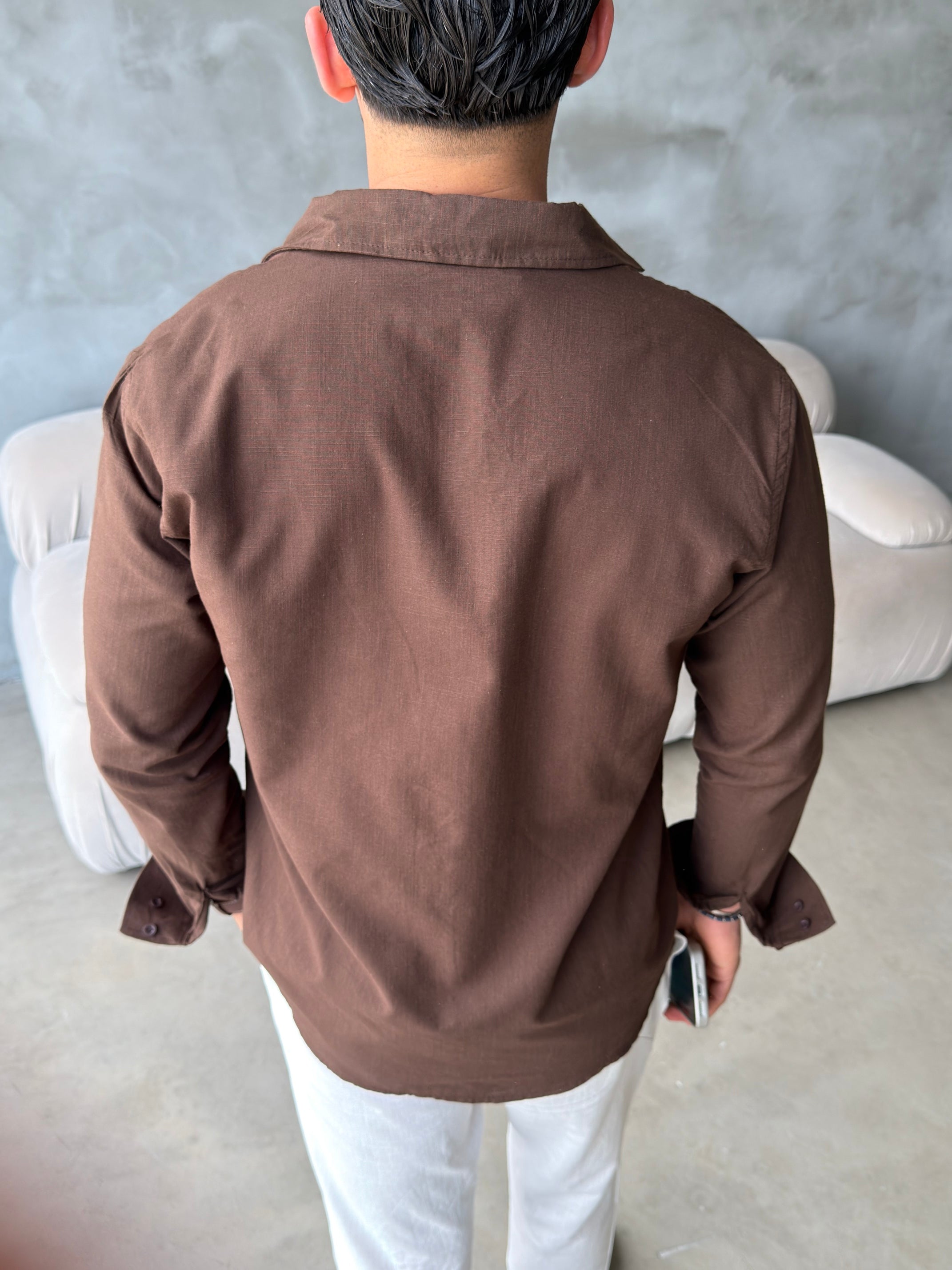 Loro Piana Aci Kahve Premium Keten Takım