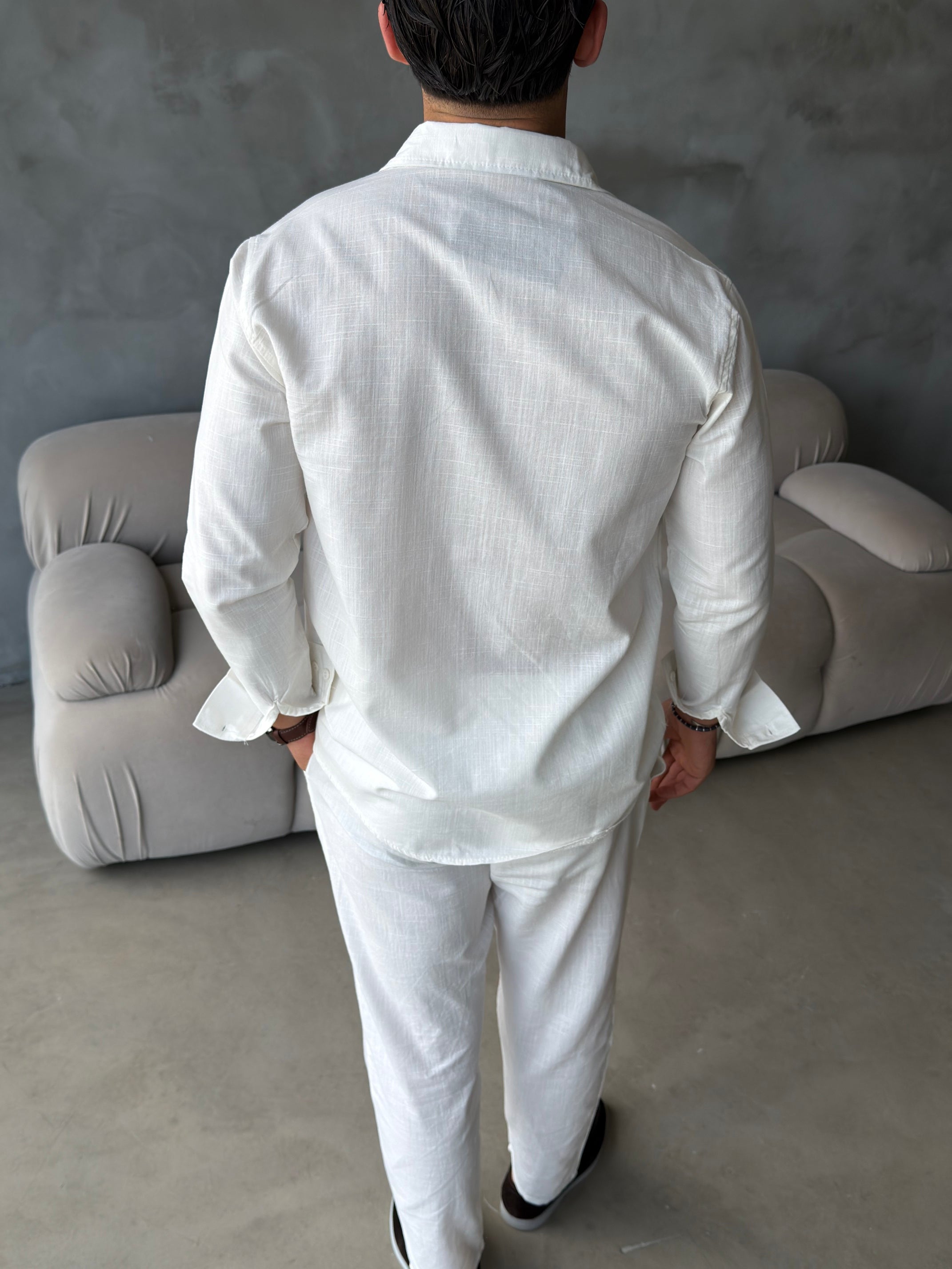 Loro Piana Beyaz Premium Keten Takım