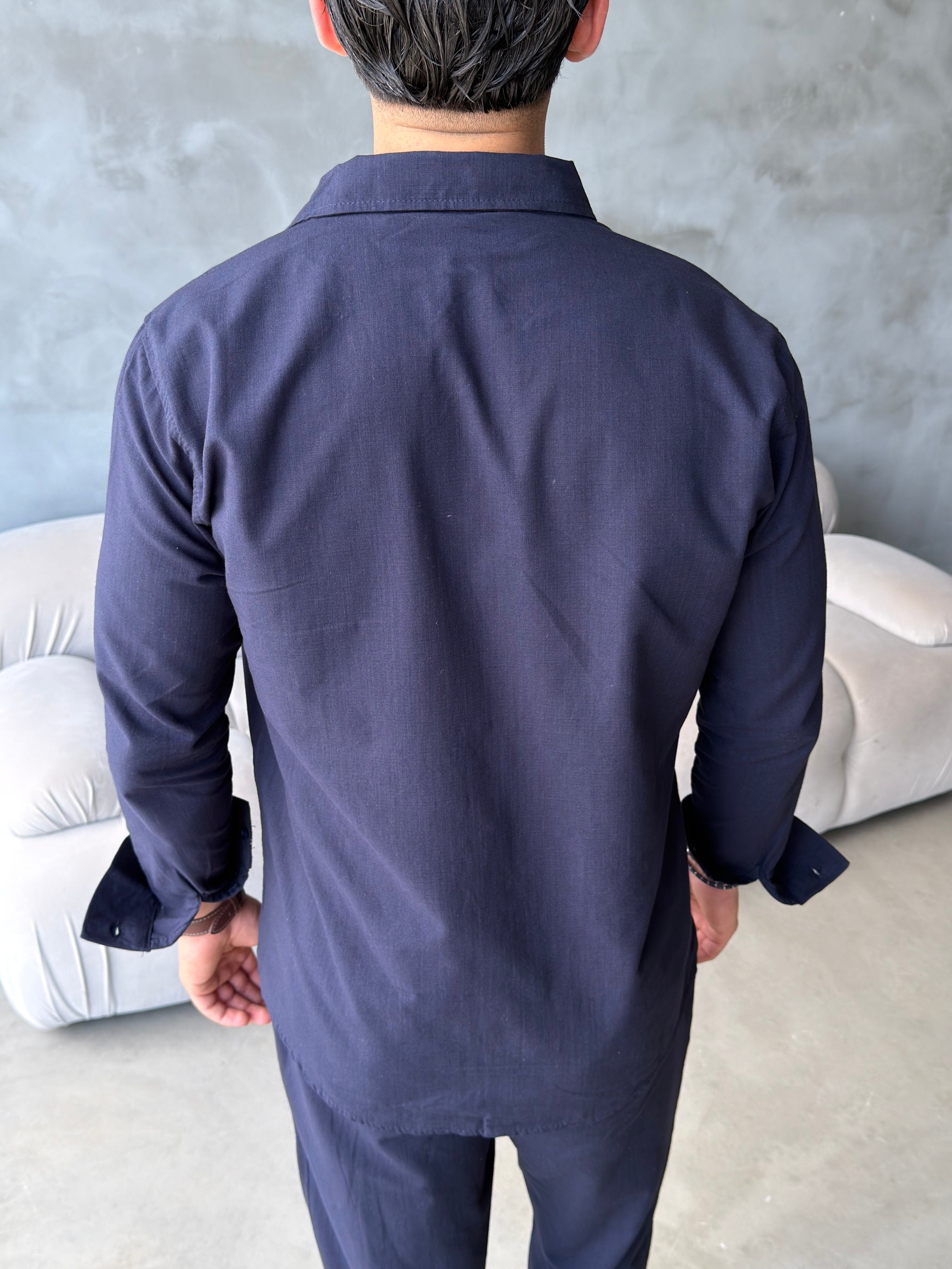 Loro Piana Lacivert Premium Keten Takım