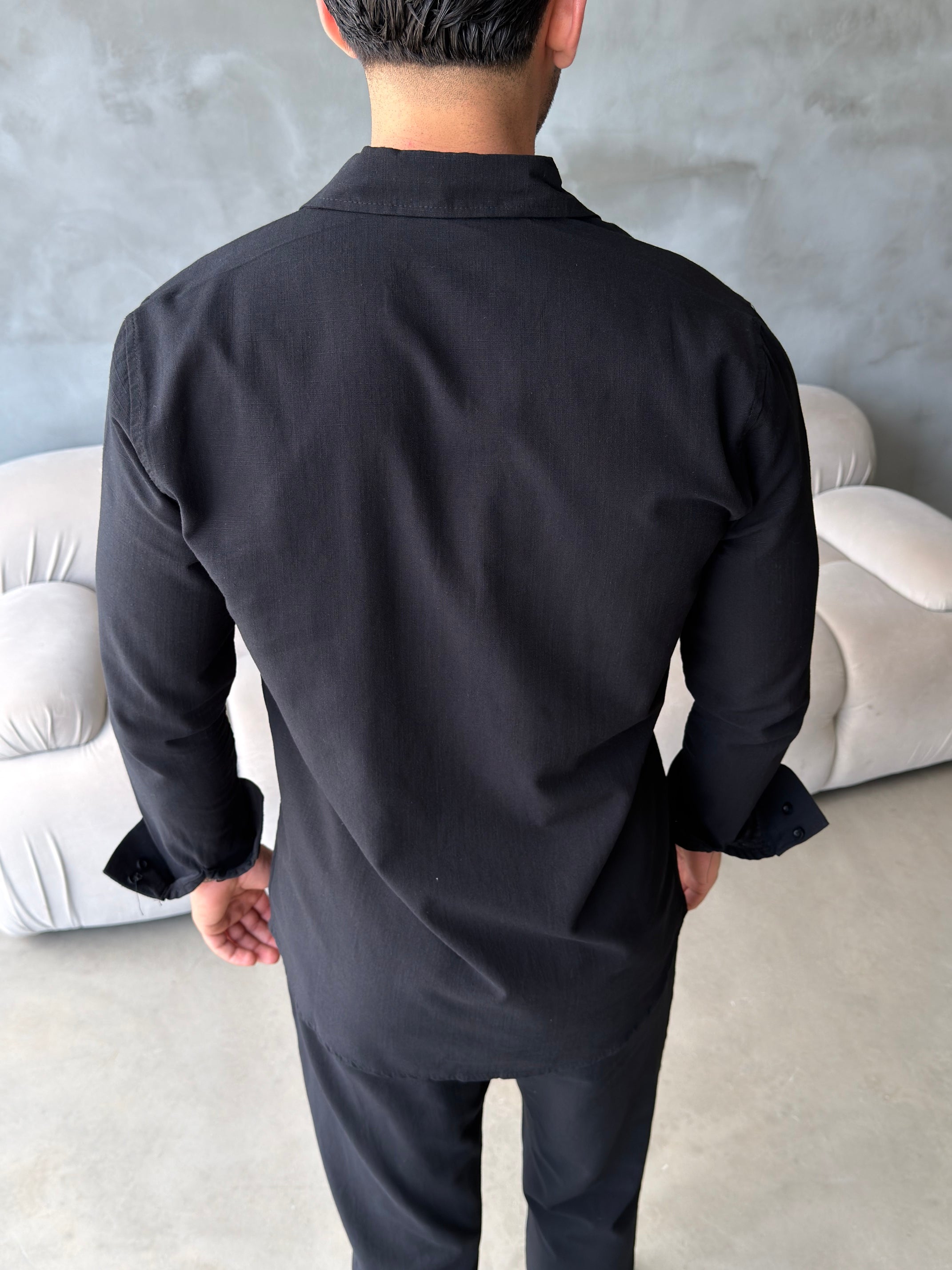 Loro Piana Siyah Premium Keten Takım