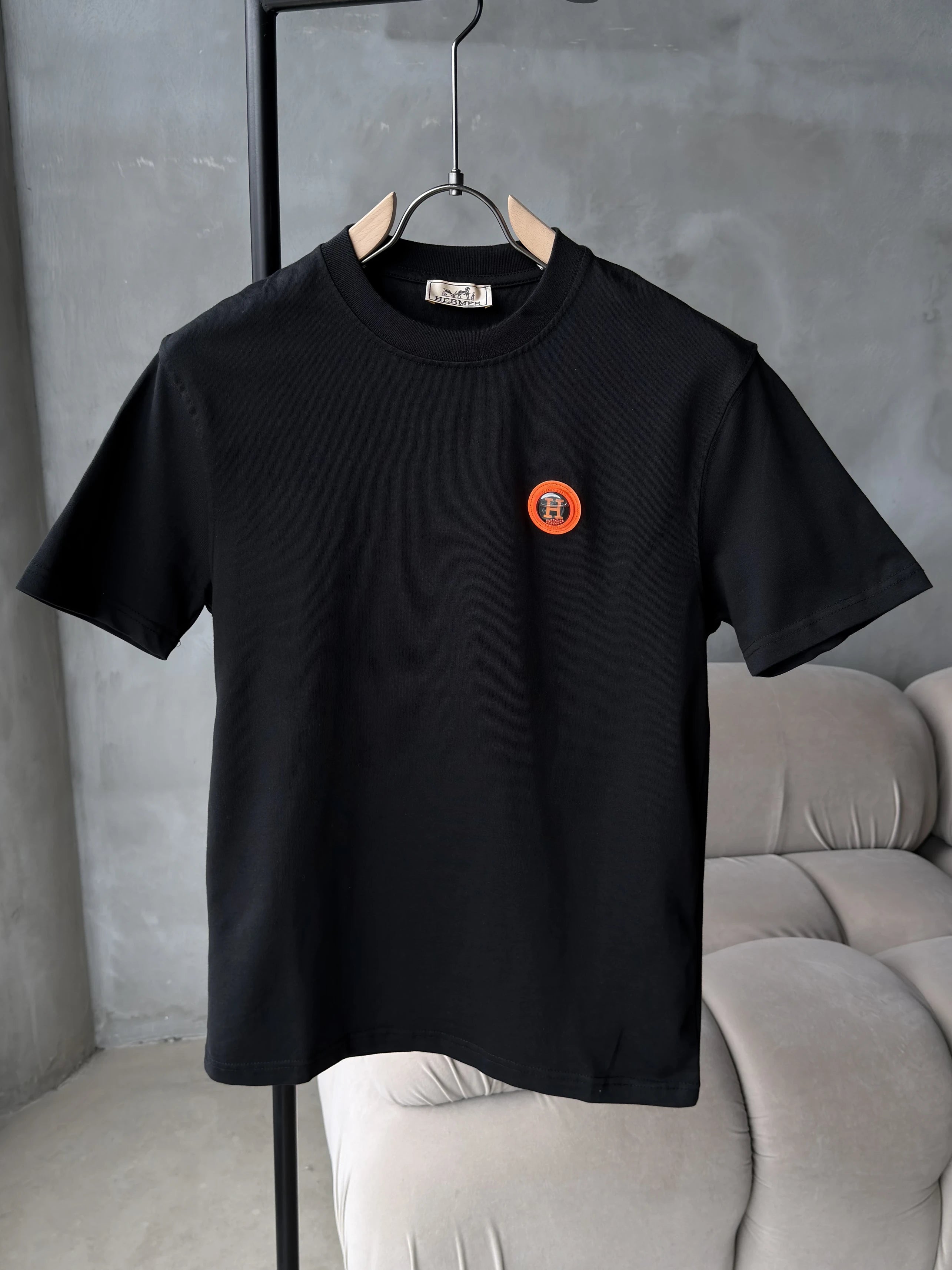 Hermes Logo Siyah Tişört